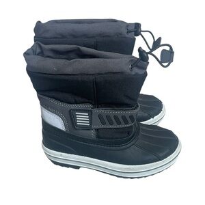 TF STAR Thermolite Boys Winter Snow Boots Size L 9-10 Black Waterproof Insulated